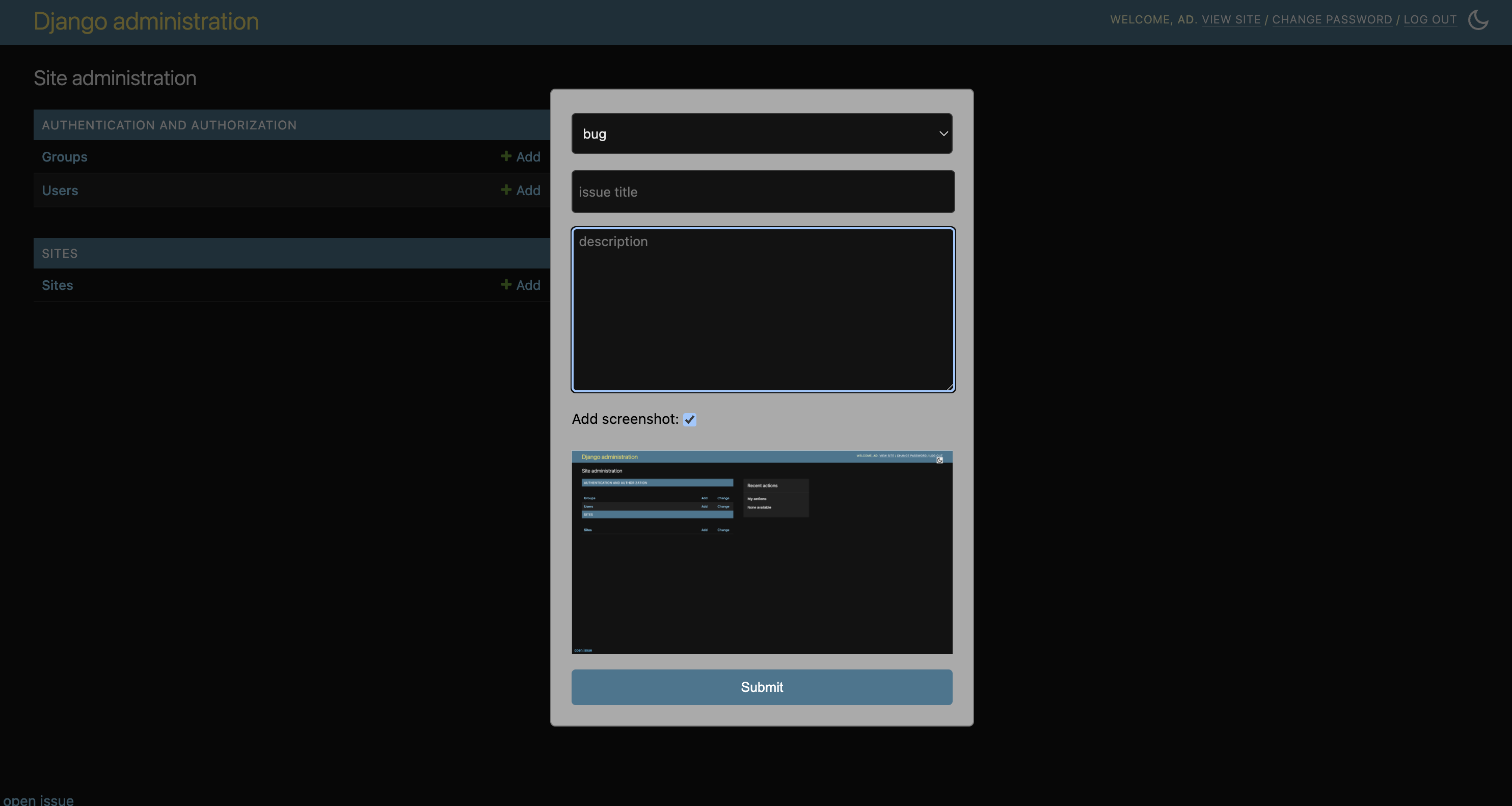 Popup Screenshot